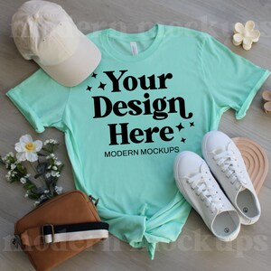 Mint, maqueta Bella Canvas 3001, maqueta Bella Canvas, maqueta de camiseta, camisa plana, camiseta 3001, impresión bajo demanda, maqueta de camisa, tabla de tallas