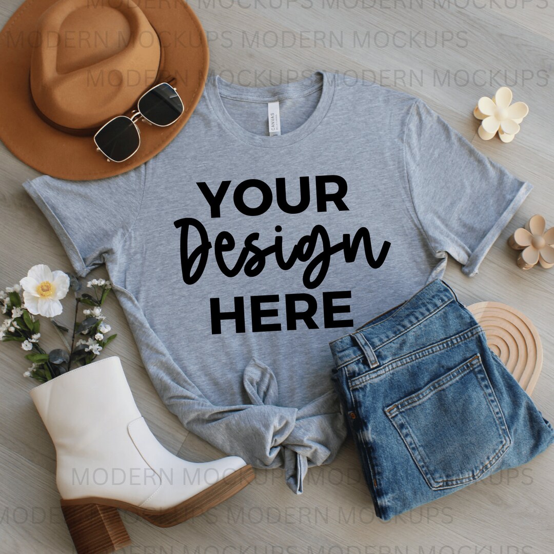 BELLA CANVAS 3001 Athletic Heather // Flat-lay Mockups Athletic Heather ...