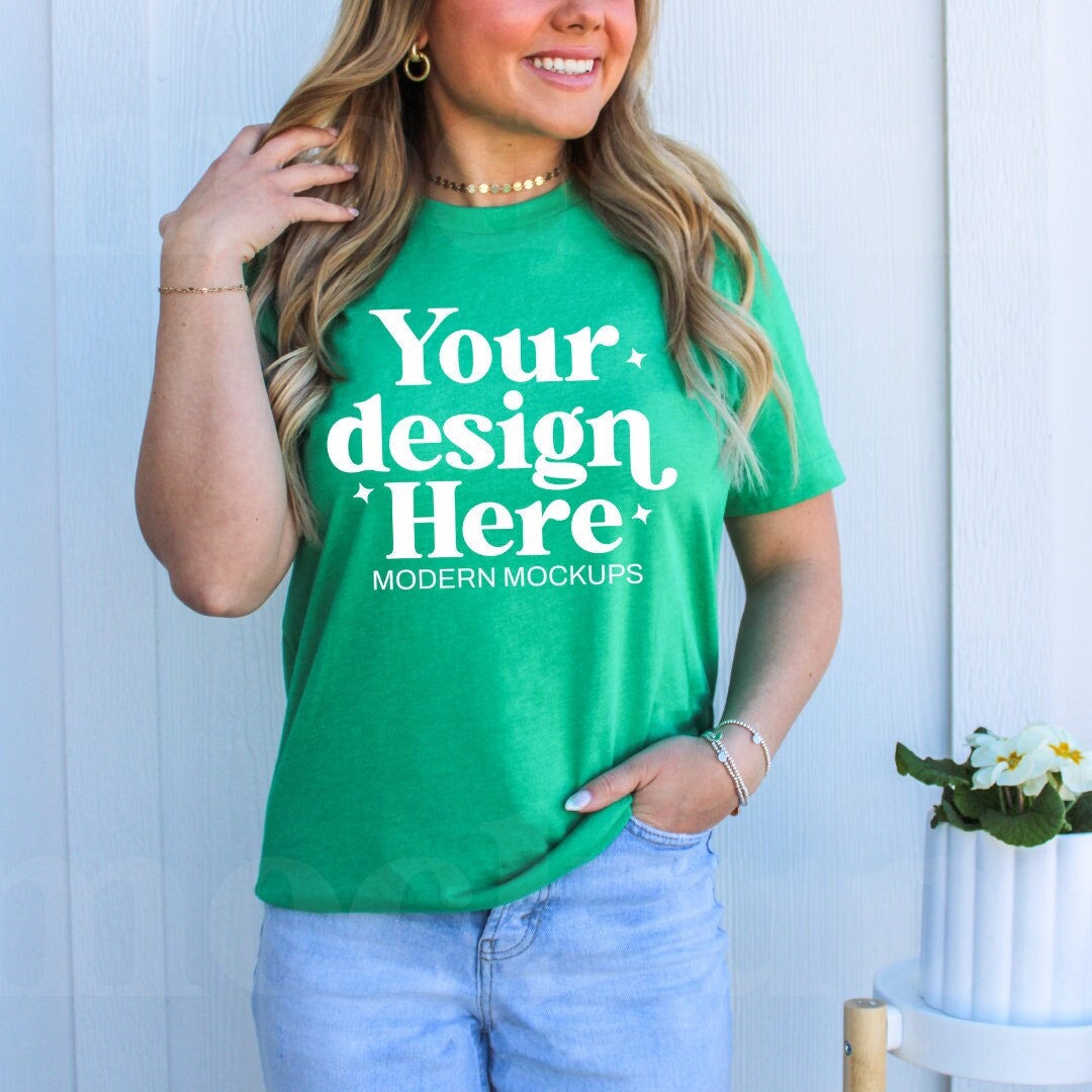 Kelly Green, Tshirt Mockup, Bella Canvas 3001 Mockups, Model Mockup ...