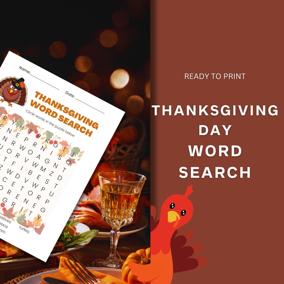Thanksgiving Word Search Printable, Fun Holiday Activity (digital ...