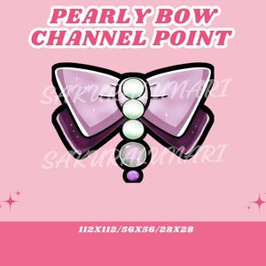 Soft Sparkly Purple Pink Pearly Bow Channel Point Icon — Twitch, YouTube, Discord