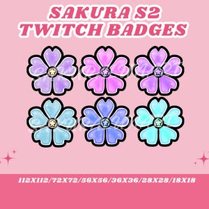 Lindo conjunto de 2 insignias de suscripción/bit de Sakura: Twitch, YouTube, Discord