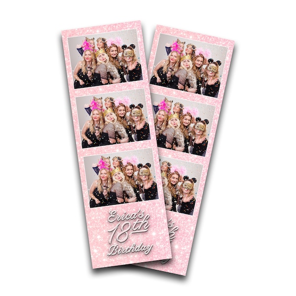 Pink Sparkle Birthday Party Photobooth Template Photo Booth Birthday Party Pink Sparkle Overlay Single Photo PSD PNG