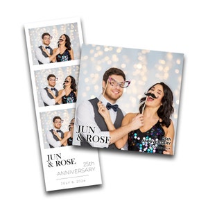 2-in-1 Wedding/Anniversary Photobooth Strip Template, Minimalist Photo Booth Overlay, 2x6 Photo Strip, 1x1 Template, PSD PNG