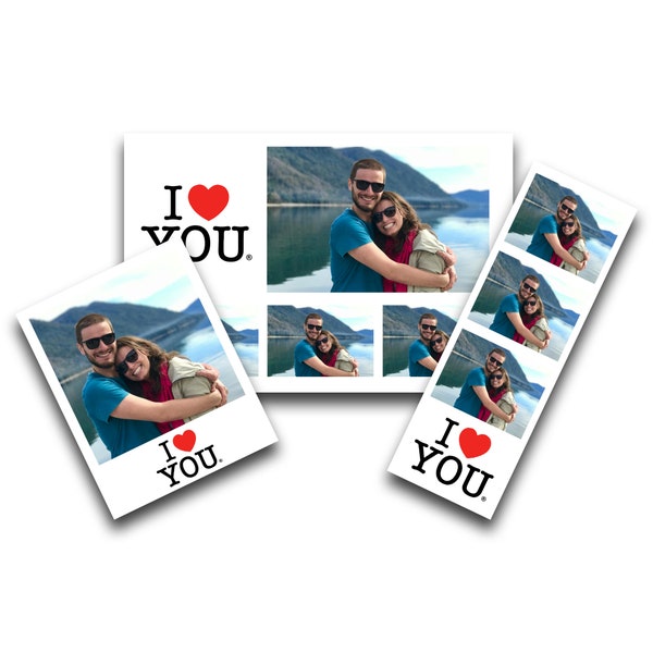 3-in-1 "I Love You" Photobooth Template Photo Booth I Love You Valentine's Template Photo Strip, Photo Layout, Single Photo PSD PNG