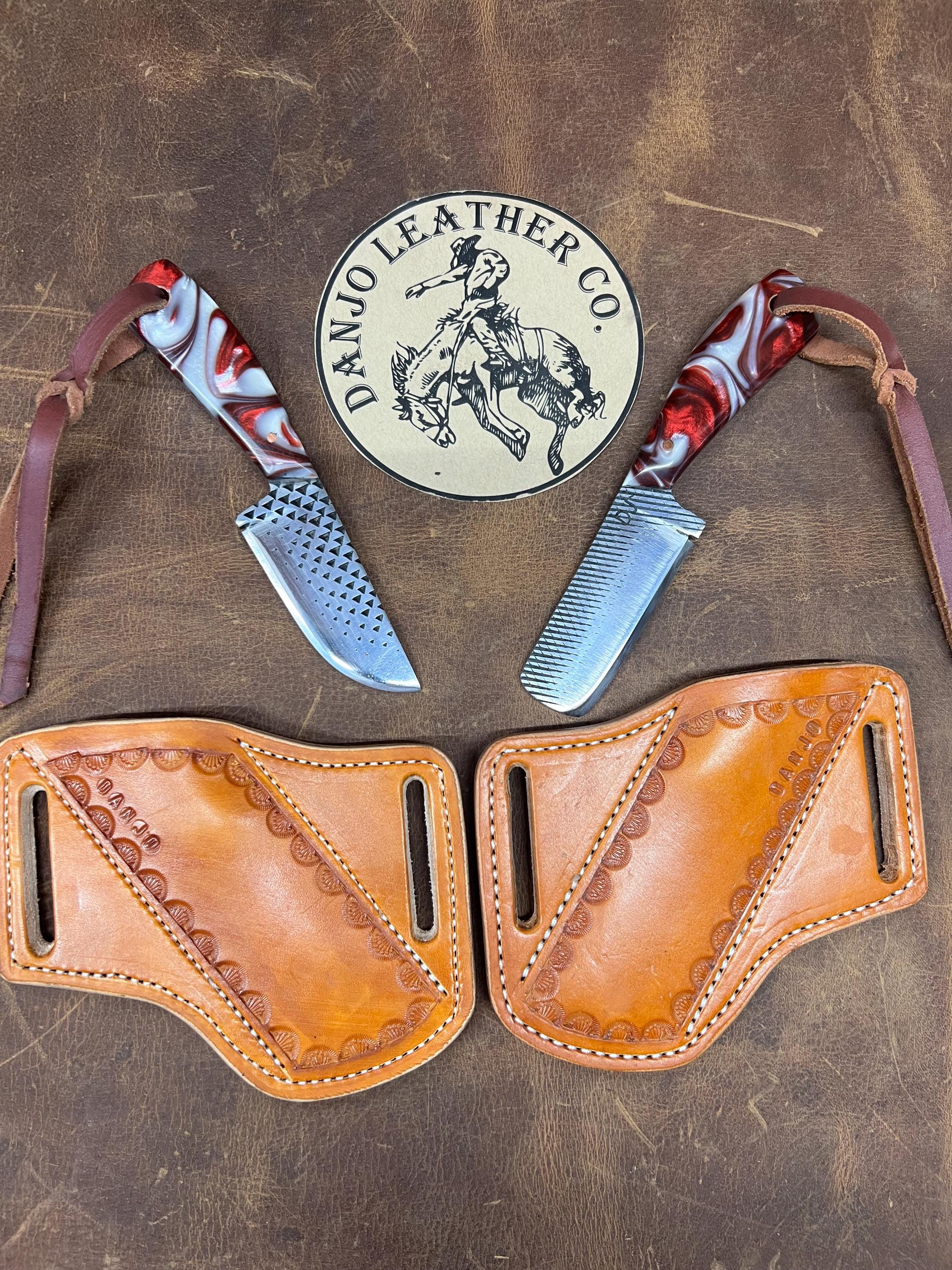 Horseshoe Rasp Knife red and white