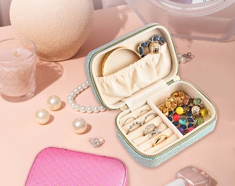 Seashell Foil Vegan Leather Jewelry Travel Case