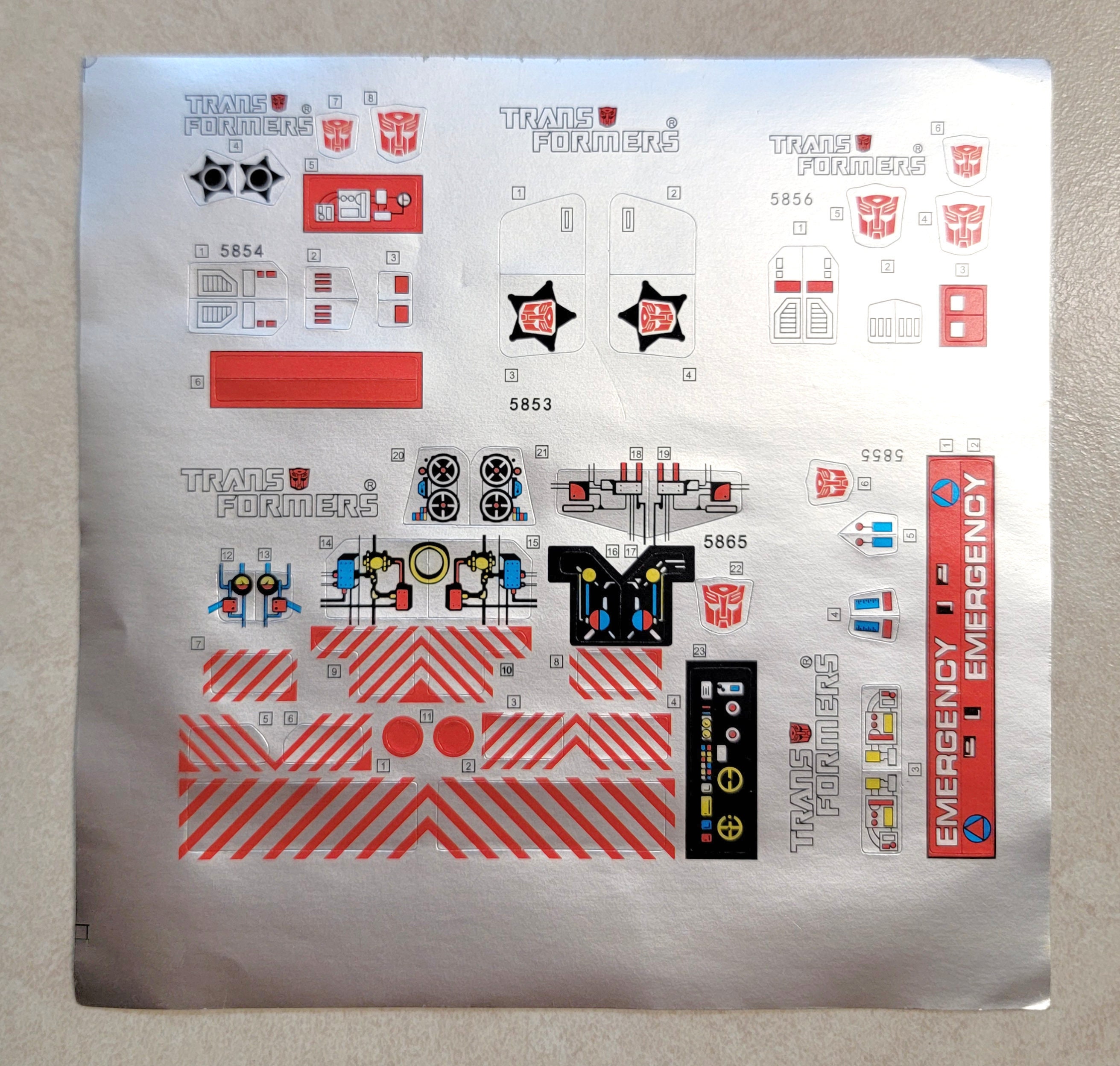 Transformers G1 Defensor Stickers Mint! for Vintage Autobot Toy 