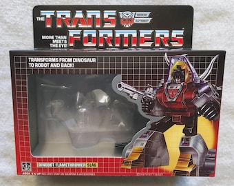 Transformers G1 Dinobot Slag Box, Cardboard Insert, Bubbles, & Instruction Manual Rare! Autobot