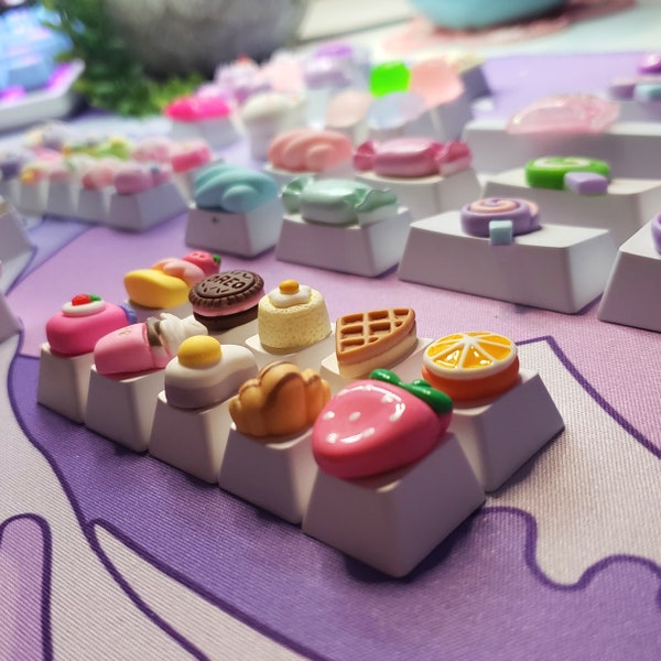 Kawaii Food KeyCap Series | Cherry MX Keyboard |  Kawaii Keycap, Oreo Keycap, Strawberry Keycap, Waffle Keycap, Egg Keycap, Coffee Keycap