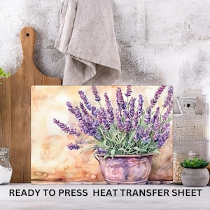 Lavender, Farm, Country, Rustic, Ready to Press Cutting Board Sublimation Transfer, Glass Chopping Board, Print Out Sheet, Heat Press Use