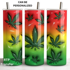 Sublimación de marihuana inflada en 3D, lista para imprimir, transferencia para vaso delgado de 20 oz, envoltura para vaso imagen 1