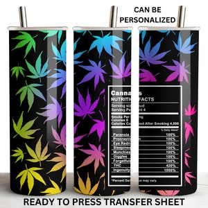 Vaso de sublimación de marihuana y marihuana listo para imprimir, transferencia de calor de transferencia recta delgada de 20 oz imagen 1