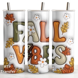 Tumbler Transfer Ready To Press, 20 oz Skinny Tumbler, Fall Vibes Sublimation, Pumpkin Wrap, Transfer Skinny Straight, Print Out Sheet