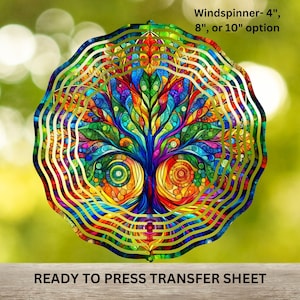 Stained Glass, Tree of Life, Wind Spinner Sublimation Transfer, Ready to Press, Print Out Sheet, Heat Transfer, Garden Spinner