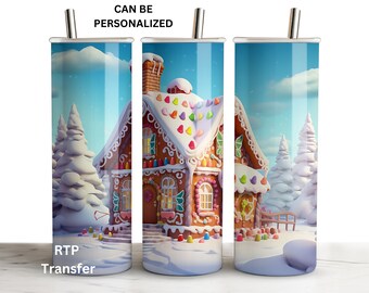 Christmas, Gingerbread, Tumbler Transfer, Ready To Press Sublimation, 20 oz Skinny Straight Wrap, Print Out Sheet, Heat Press Use