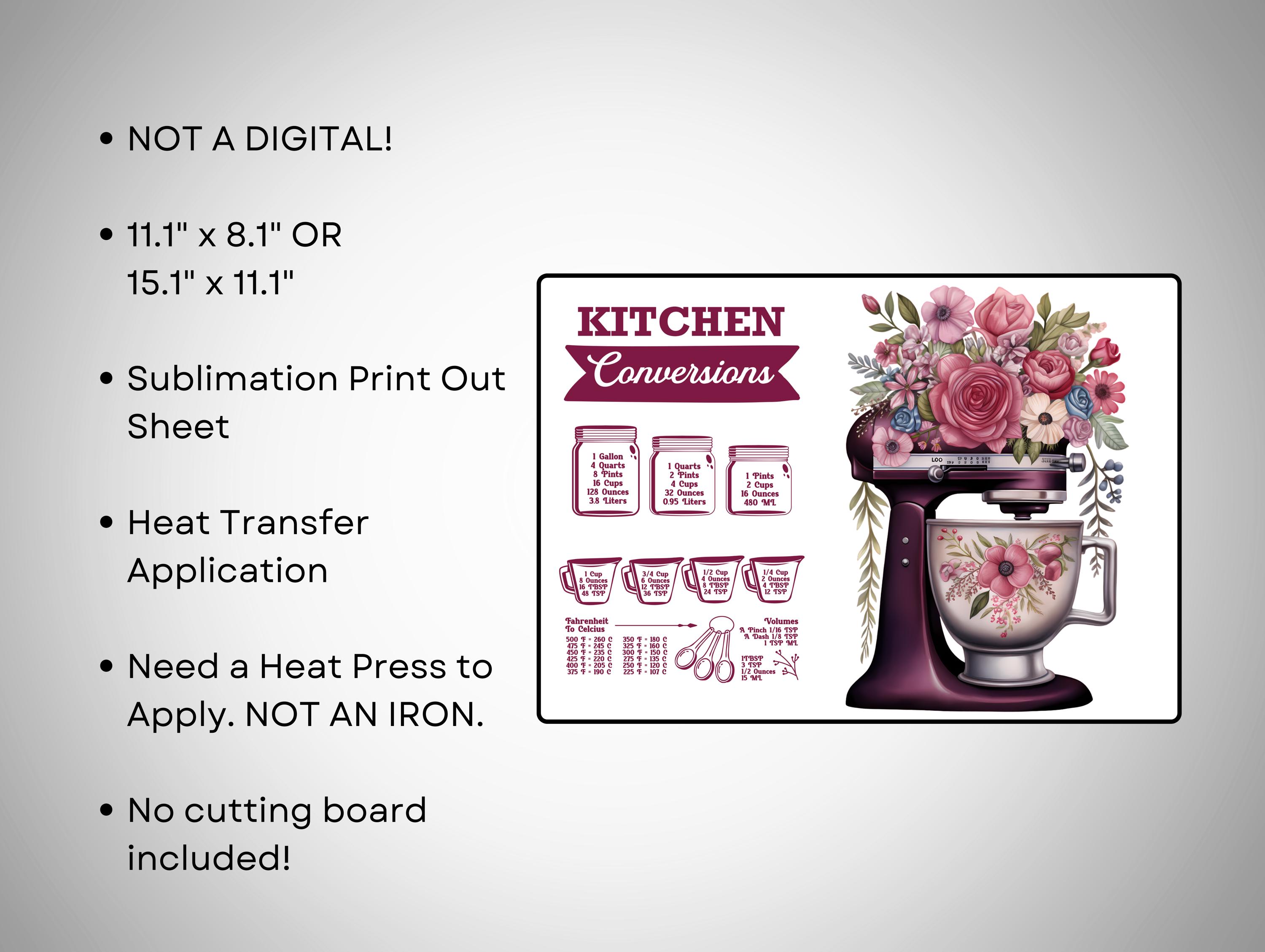 Kitchen Conversions, Baking, Mixer, Ready to Press Cutting Board ...