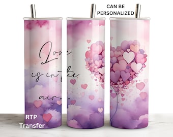 Ready to Press Tumbler Transfer Sublimation, Valentine, Heart, Flowers, Love, Print Out Sheet, 20 oz Skinny Straight Design, Heat Press Use