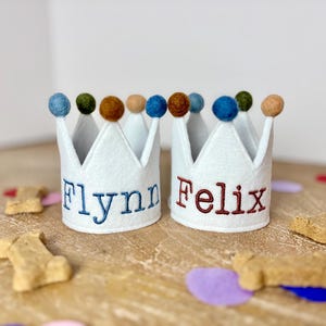 Small Dog Name Crown- Custom Dog Birthday Crown -Embroidered Felt Name Crown For Pets -Puppy Party Hat - Cat Birthday Crown - Cat Name Crown