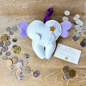Purple Winged Tooth Fairy Pillow- Custom Embroidered Tooth Pillow with Pocket- Tooth Fairy Keepsake Pillow -Door Frame/Bedframe Tooth Pillow