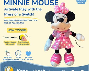 Switch Adapted Minnie Mouse Funhouse Plush. Talks and Sings!