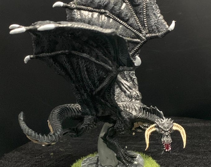 Young Black Dragon Painted Miniature D&D TTRPG Etsy