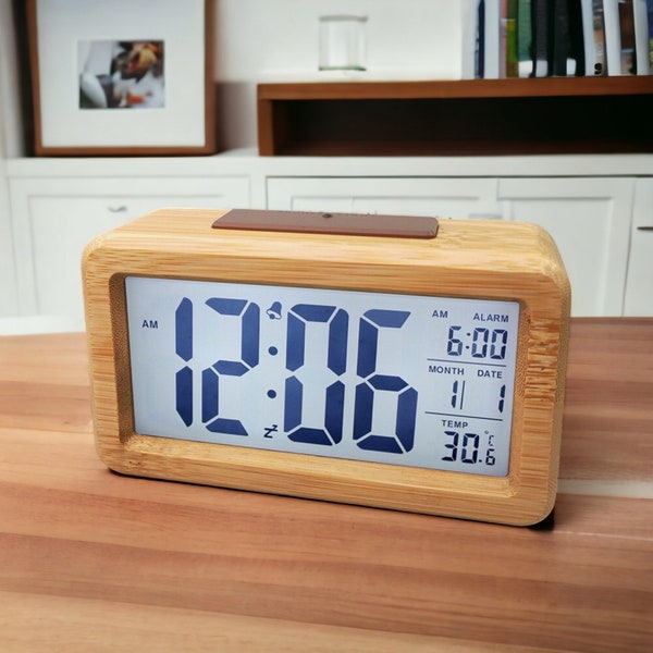 Wooden Desk Digital Clock Etsy