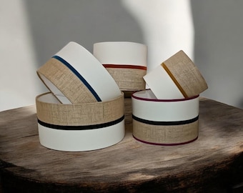 Lampenkap in beige en raffia combinatie