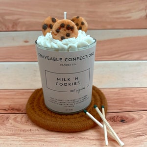 Milk ‘N Cookies Candle - Chocolate Chip Cookie Dessert Candle - Chocolate Chip Cookie Soy Candles Handmade - Christmas Candle/Holiday Candle