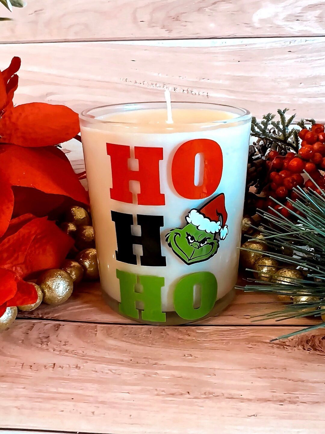 Grinch Ho Ho Ho Candle Grinch Soy Candles Handmade Holiday Etsy