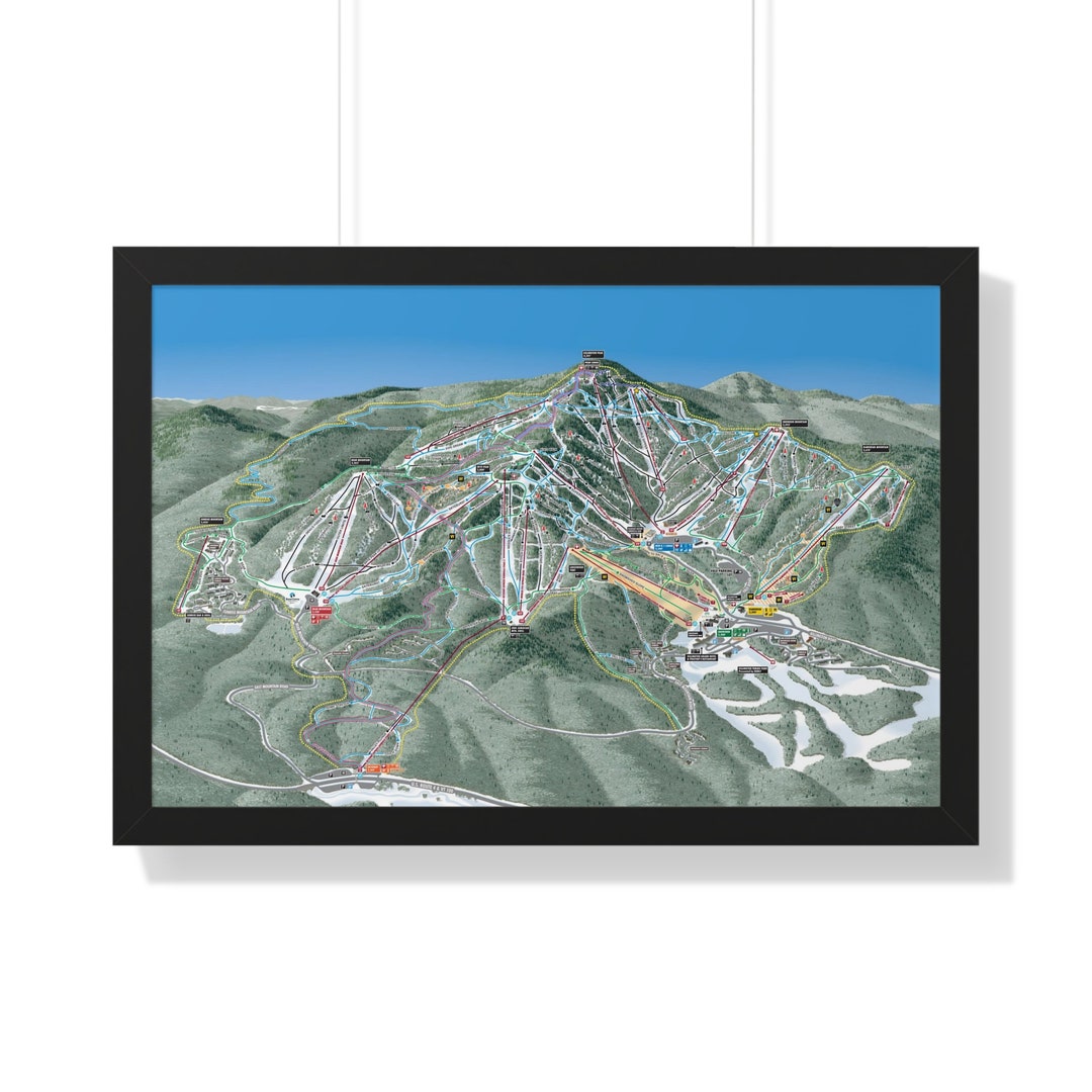 Killington VT Trail Map Framed Poster Vermont Ski Resort Etsy