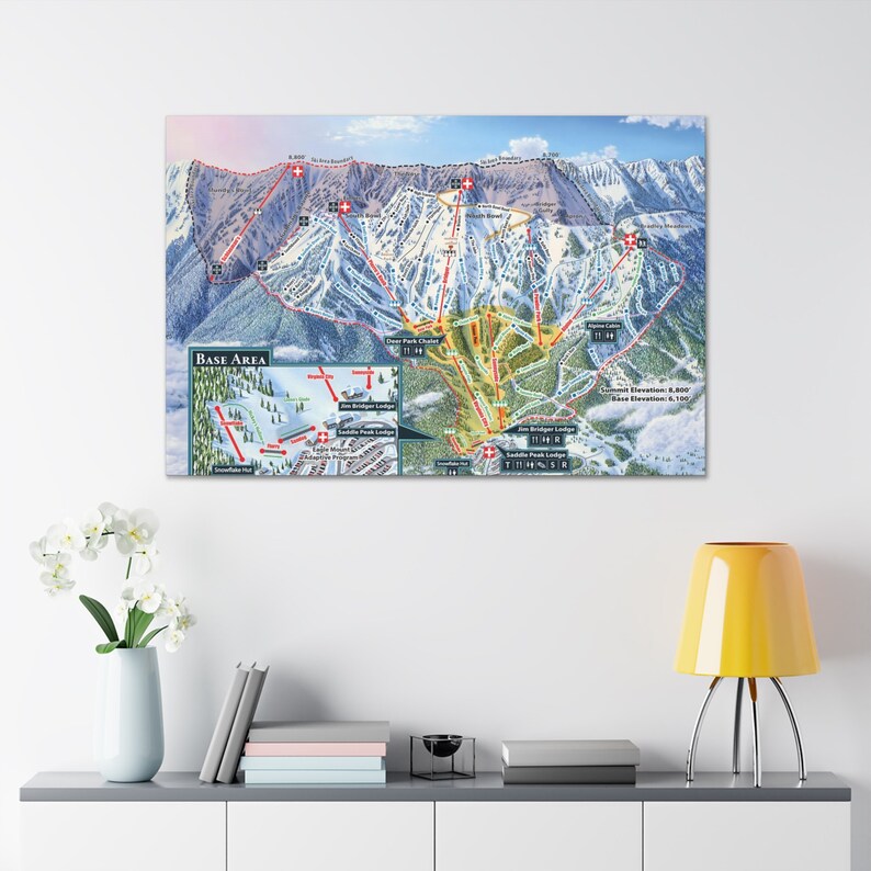 Bridger Bowl MT Trail Map Canvas Poster Montana Ski Resort Etsy