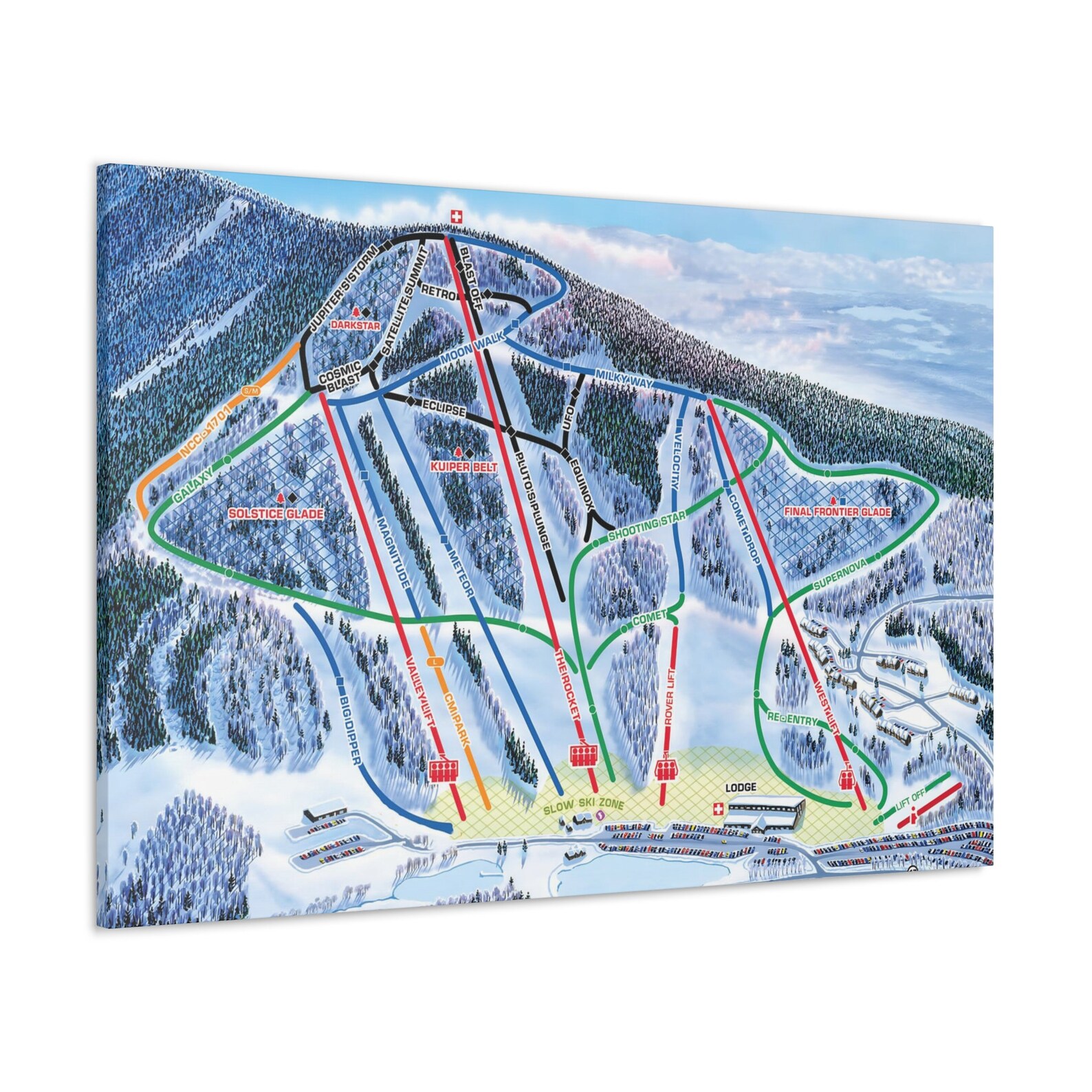 Crotched Mountain NH Trail Map Canvas Poster New Hampshire Ski Resort