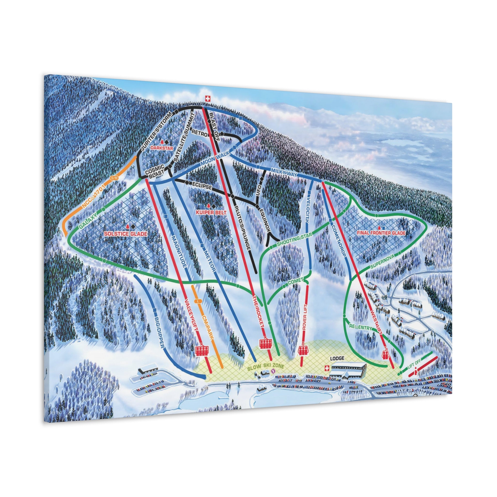 Crotched Mountain NH Trail Map Canvas Poster New Hampshire Ski Resort
