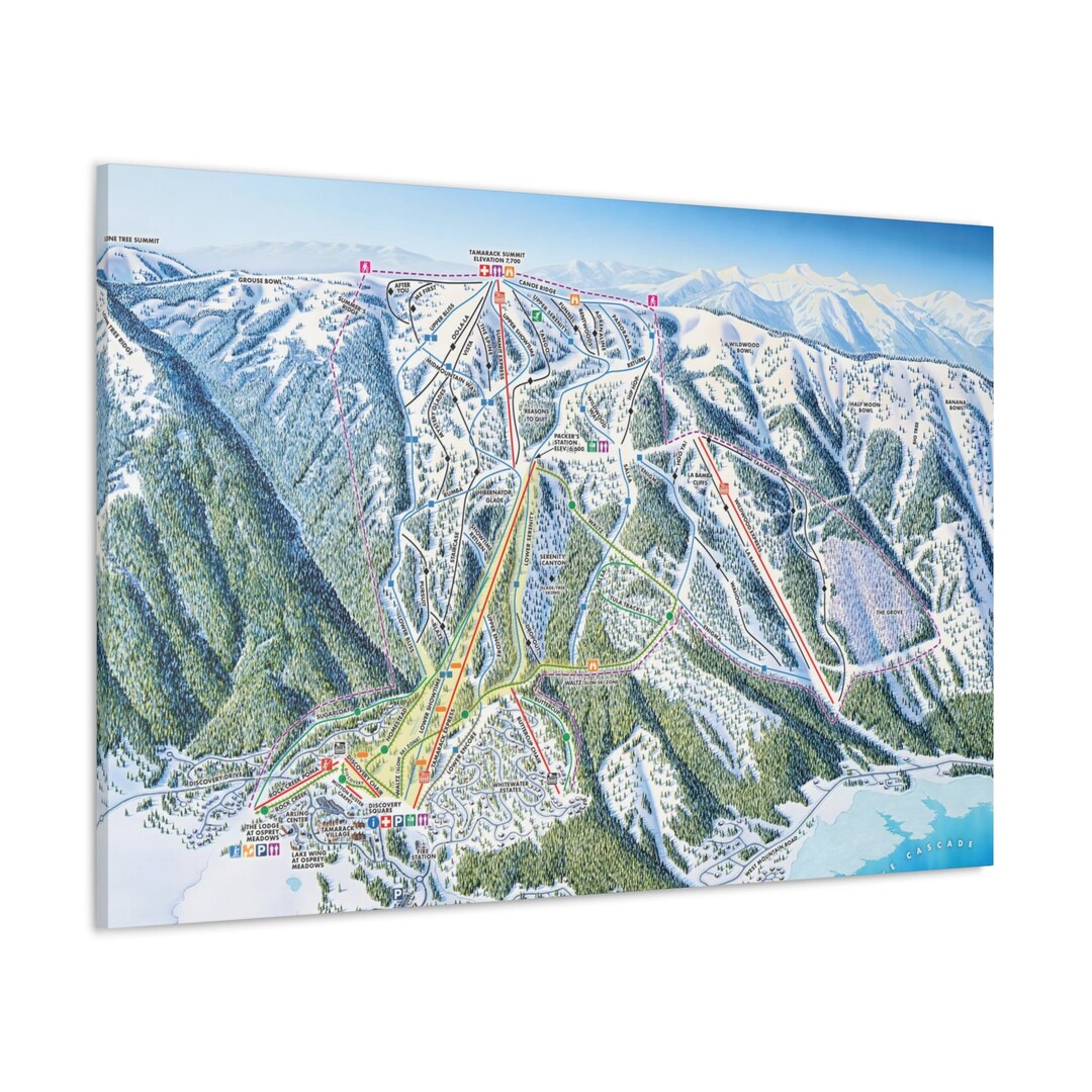Tamarack ID Trail Map Canvas Poster Idaho Ski Resort Etsy
