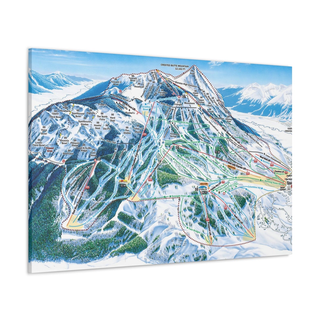 Crested Butte CO Trail Map Canvas Poster Colorado Ski Resort - Etsy