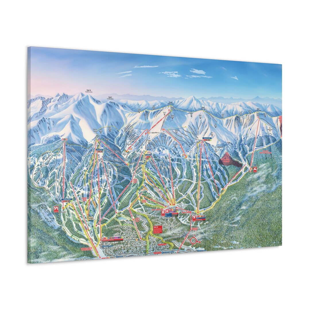 Breckenridge CO Trail Map Canvas Poster Breck Colorado Ski Resort - Etsy
