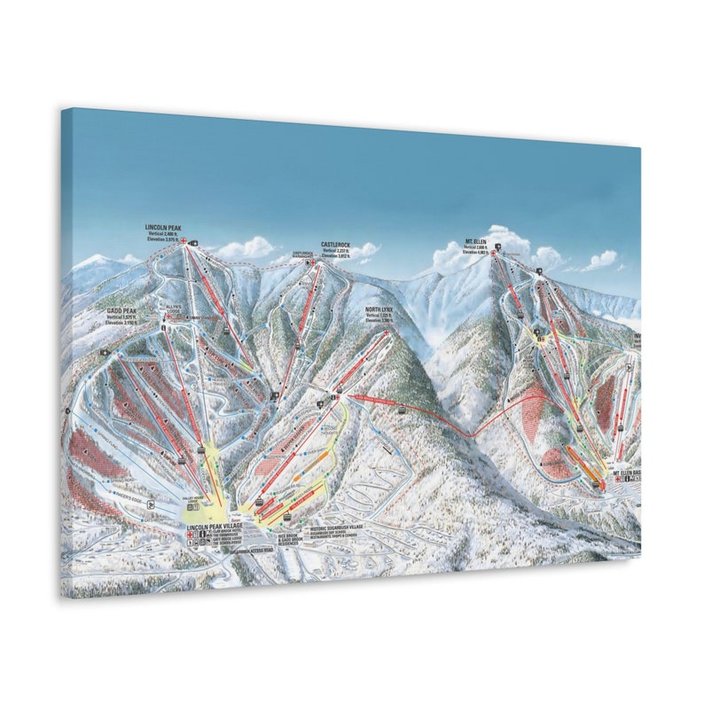 Sugarbush VT Trail Map Canvas Poster Vermont Ski Resort Etsy