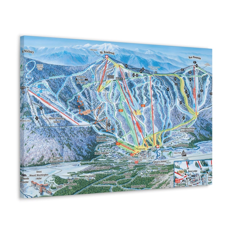 Bretton Woods NH Trail Map Canvas Poster New Hampshire Ski Resort Etsy
