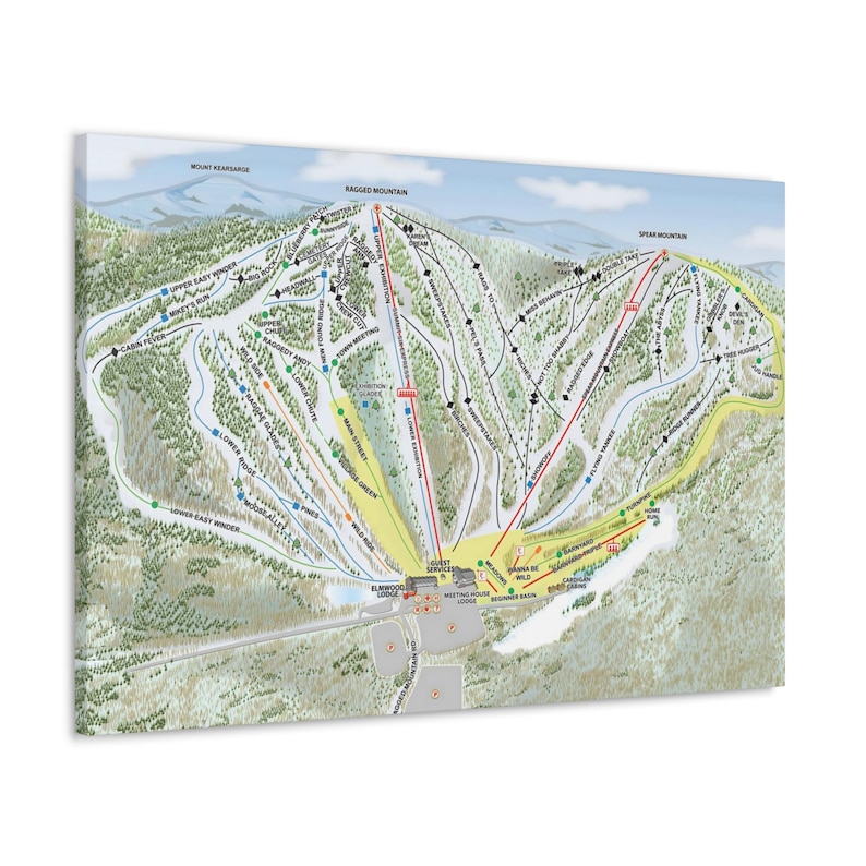 Ragged Mountain NH Trail Map Canvas Poster New Hampshire Ski Resort Etsy