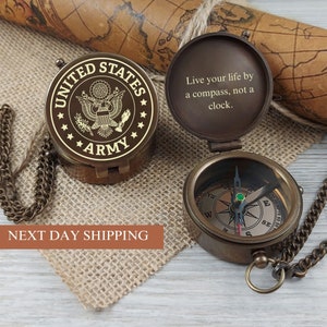 Compass with Special Engraved Greeting for Men/Him, Husband Gifts from Wife, Romantic Gift Ideas for Him / Her / Soldier / US Navy Seal Army