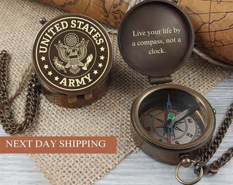 Compass with Special Engraved Greeting for Men/Him, Husband Gifts from Wife, Romantic Gift Ideas for Him / Her / Soldier / US Navy Seal Army