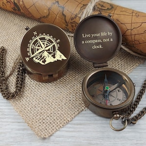 Personalized Working Functional Compass with Custom Engraving, Your Handwriting Engraved on Compass, Father&#39;s Day Gift, Groomsmen Gift