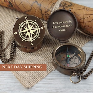 Personalized Compass with Custom Engraving, Anniversary, Baptism, First Holy Communion Gift, Christmas Gift, Birthday, Groomsmen Gift