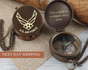 Compass with Special Engraved Greeting for Men/Him, Husband Gifts from Wife, Romantic Gift Ideas for Him / Her / Air Force / Navy/ Soldier