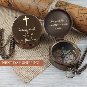 Engraved Compass for Confirmation Gifts, Baptism Gifts, Best Easter, Birthday Gifts, Best Gifts for Men 2023, Wedding Gifts, Religious Gifts
