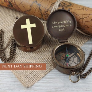 Confirmation Gift, Baptism Gift, First Communion Gift, First Holly Communion Gift, Personalized Compass, Custom Engraved Compass