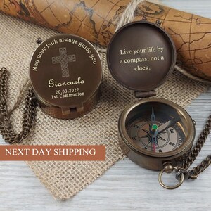 Personalized Compass Valentines Day Gift, Handwriting Message Engraved Romantic Gift, Wedding Gift for Wife, Anniversary gift for Boyfriend