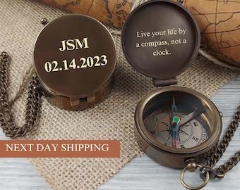 Personalized compass, gift for him, anniversary gifts for boyfriend, long distance gift, Christmas gifts for men, engraved compass, husband