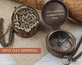 Couple Anniversary Gift, Wedding Anniversary Gift, Gift for him Engraved compass , Gift for Husband, Boyfriend Gift for Men, Christmas Gifts
